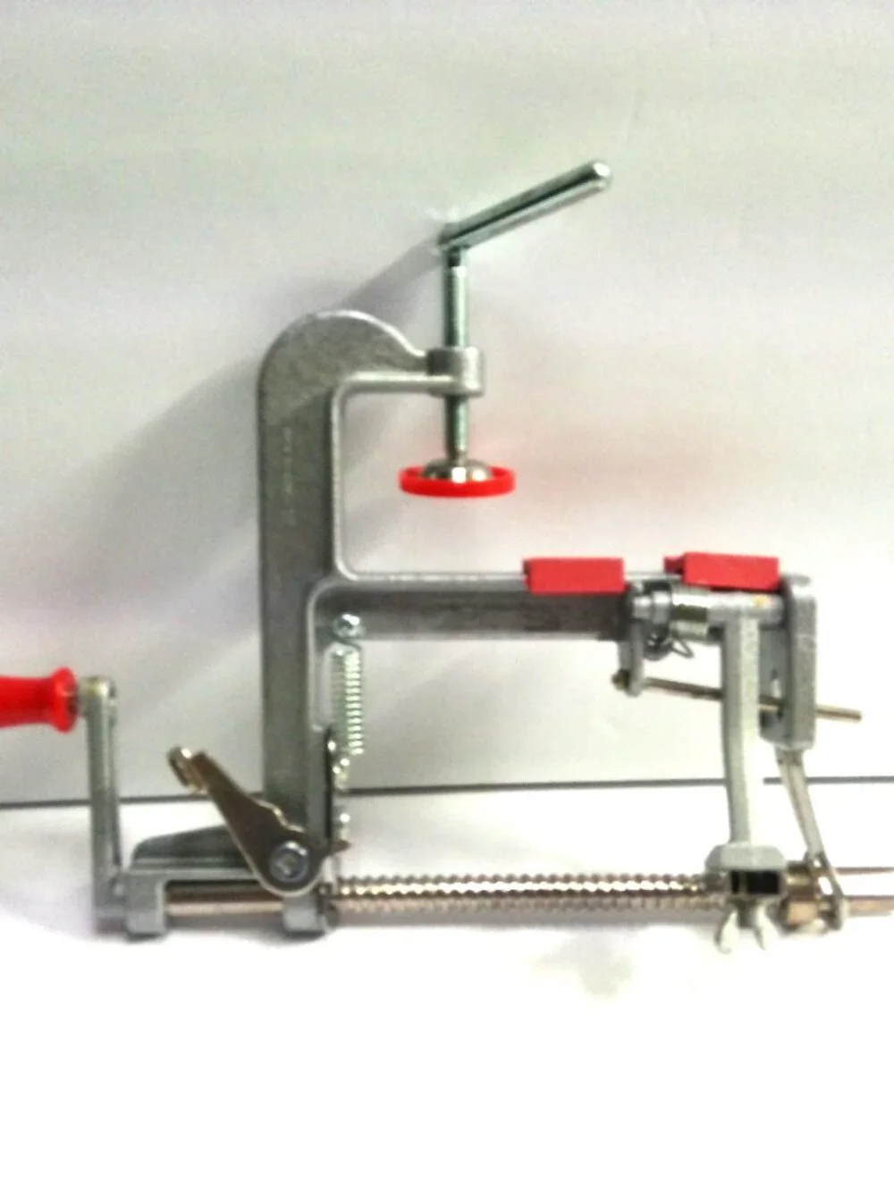 Pampered Chef Apple Corer Peeler Slicer #2430 and Wooden Stand Kitchen Tool